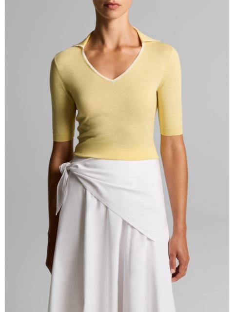 Vince Tipped Italian Cotton-Cashmere Polo Sweater