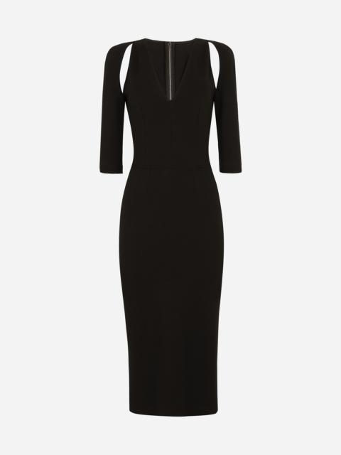 Jersey calf-length dress with cut-outs