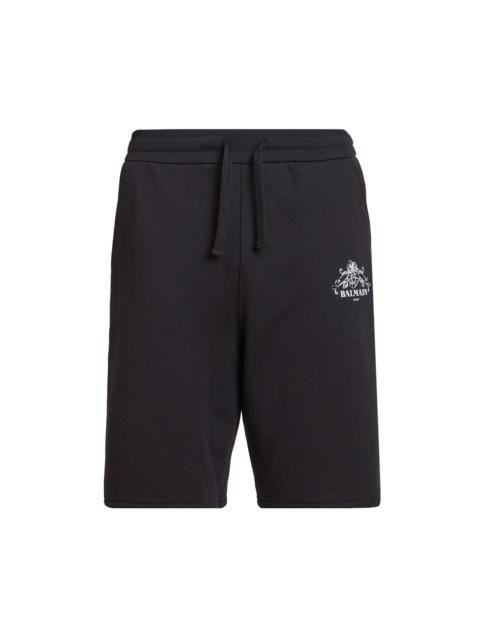 Balmain Men's Vine Logo Cotton Sweatshorts - Noir Blanc