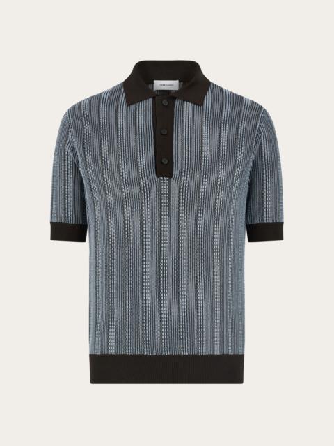 FERRAGAMO Polo with vertical stripes