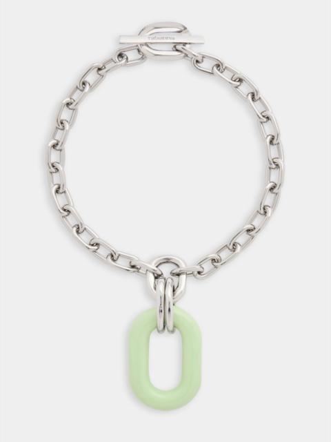 rabanne NECKLACE XL LINK IN BICOLOR SILVER AND GREEN