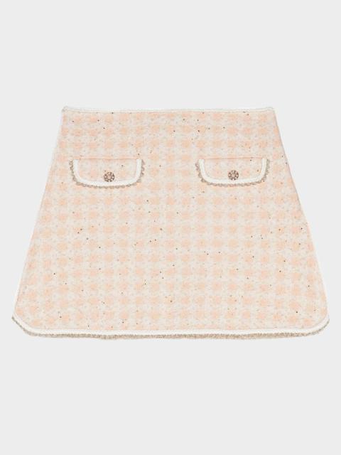 maje Jartingal Tweed-Effect Checked Knit Mini Skirt