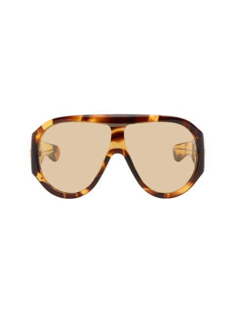 Bottega Veneta Brown Scudo Shield Sunglasses