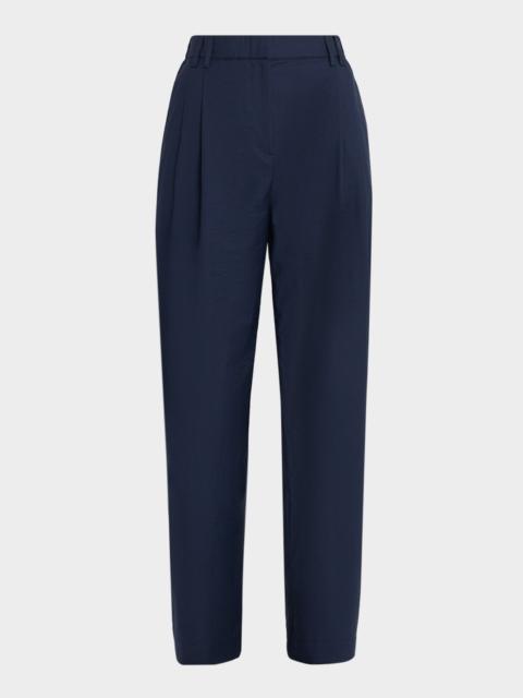 Brunello Cucinelli Crispy Diagonal Cotton Straight-Leg Pants