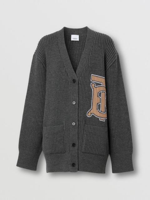 Monogram Motif Intarsia Wool Oversized Cardigan