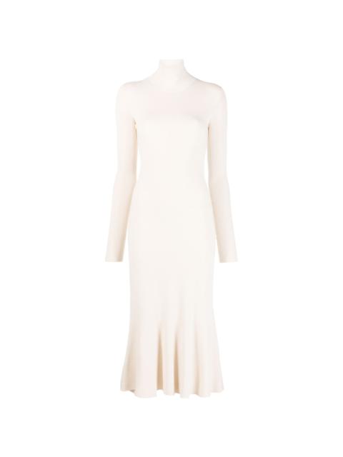 high-neck knitted midi dress