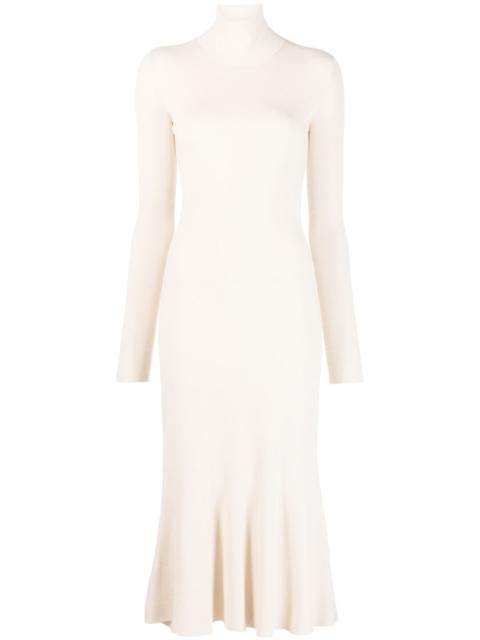 high-neck knitted midi dress