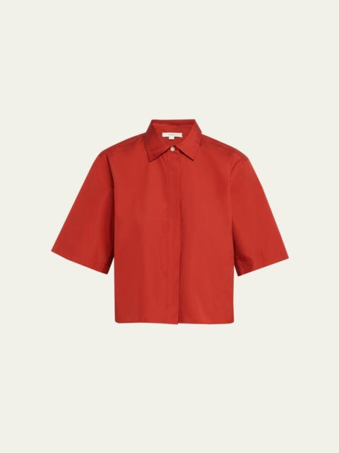 Short-Sleeve Cropped Cotton Shirt