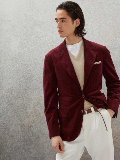 Brunello Cucinelli Comfort cotton and cashmere corduroy deconstructed blazer with large peak lapels