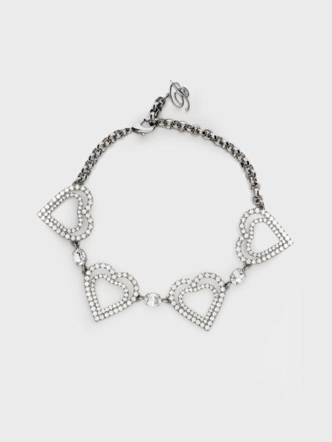 Blumarine METAL CHOKER WITH RHINESTONE HEARTS