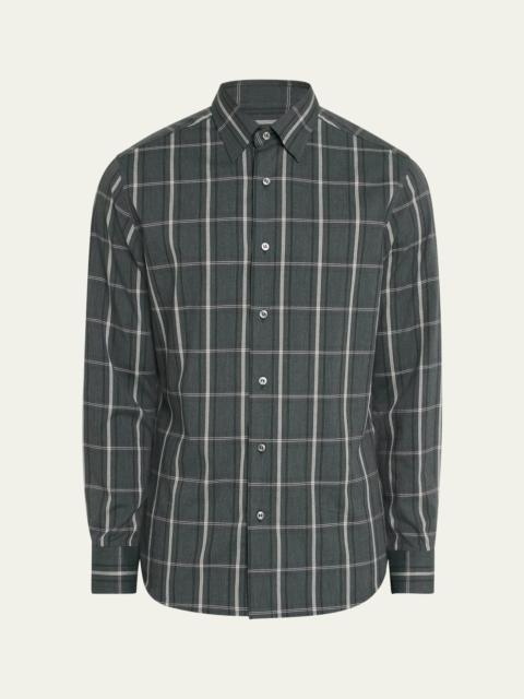 Men's Cotton-Cashmere Check Sport Shirt