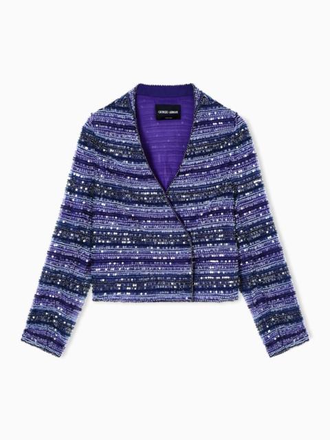 GIORGIO ARMANI EMBROIDERED SHINY FABRIC JACKET