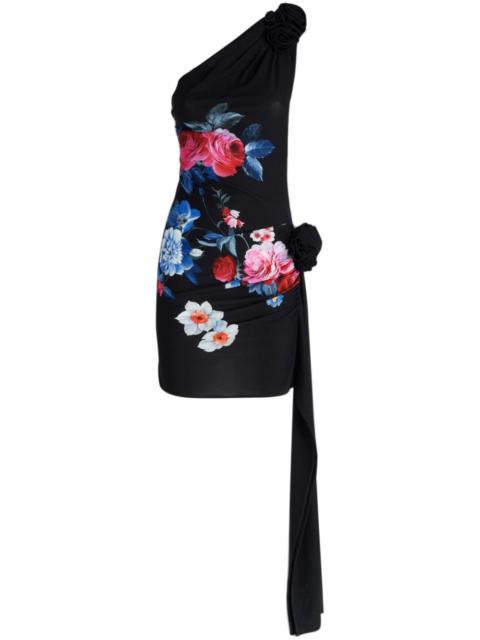 MAGDA BUTRYM one-shoulder floral-print mini dress