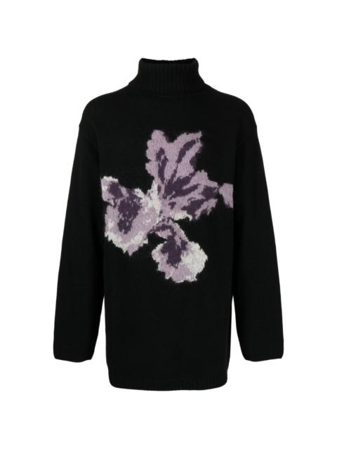 Yohji Yamamoto floral intarsia-knit wool jumper