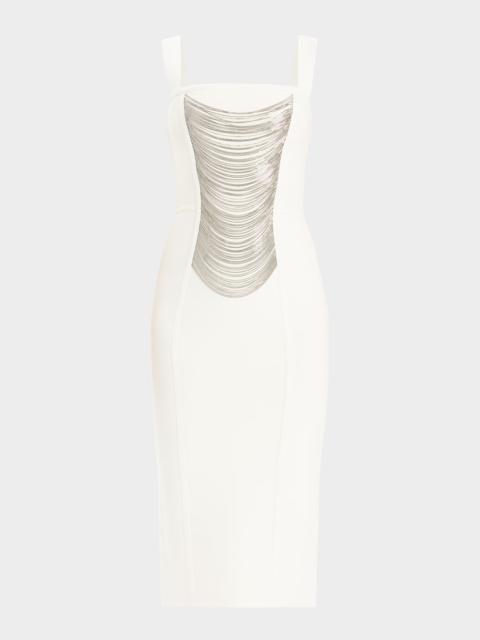 HERVE LEGER Francesca Draped Chain Midi Dress
