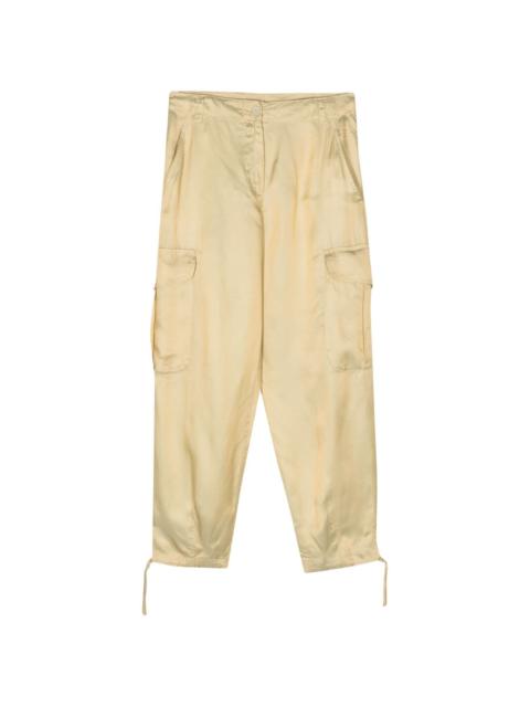tapered satin cargo trousers