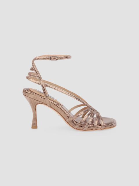 BADGLEY MISCHKA Women's Russel II 80MM Leather Sandals - Bronze Lizard