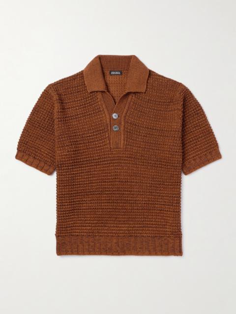 ZEGNA Open-Knit Cotton, Linen, Silk and Cashmere-Blend Polo Shirt