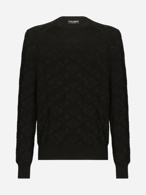 Dolce & Gabbana 3D silk jacquard round-neck sweater
