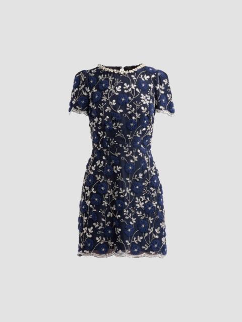 MILLY Women's Daisy Sequined Floral Minidress - Navy Silver