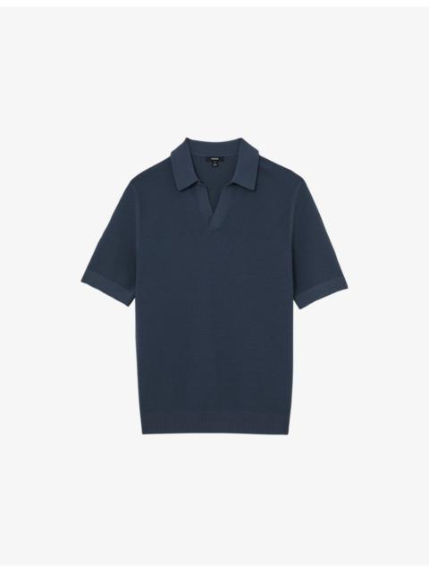 REISS Leon Open-Collar Textured Cotton-Blend Polo
