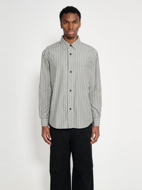 MARGARET HOWELL MARGARET HOWELL MHL BASIC SHIRT TWO TONE COTTON STRIPE FOREST / GREY