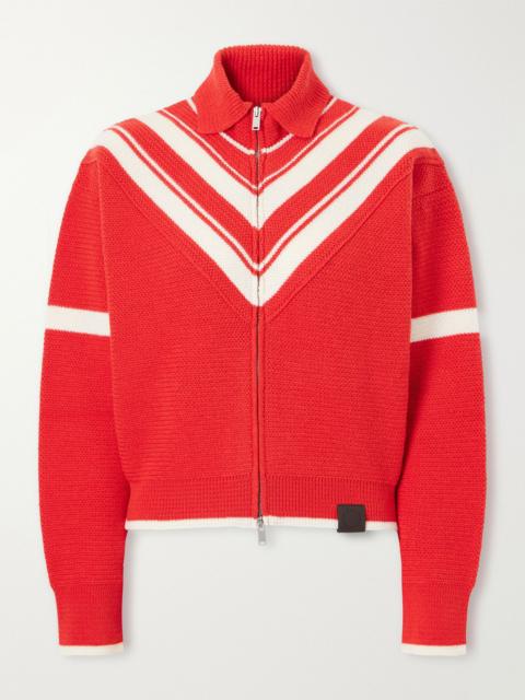 Stella McCartney Striped wool zip-up cardigan Red