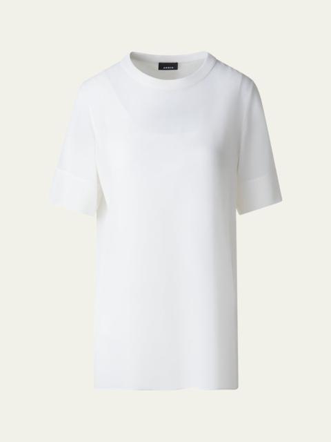 AKRIS Round Neck Silk Georgette Blouse