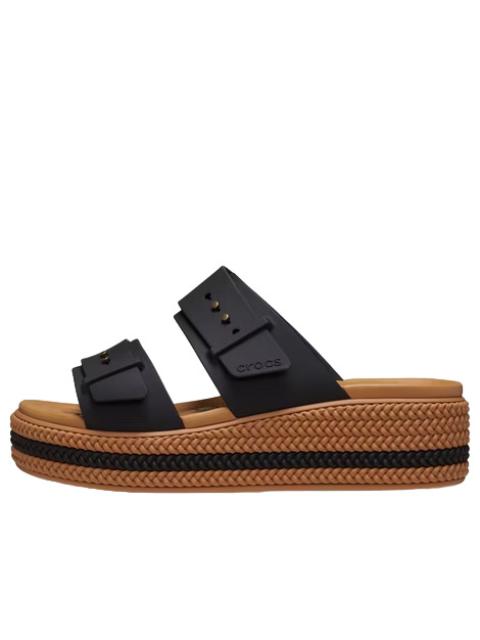 crocs (WMNS) Crocs Brooklyn Woven Buckle Sandals 'Black Brown' 209978-001