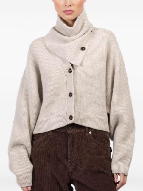 LE KASHA detachable-scarf V-neck cardigan