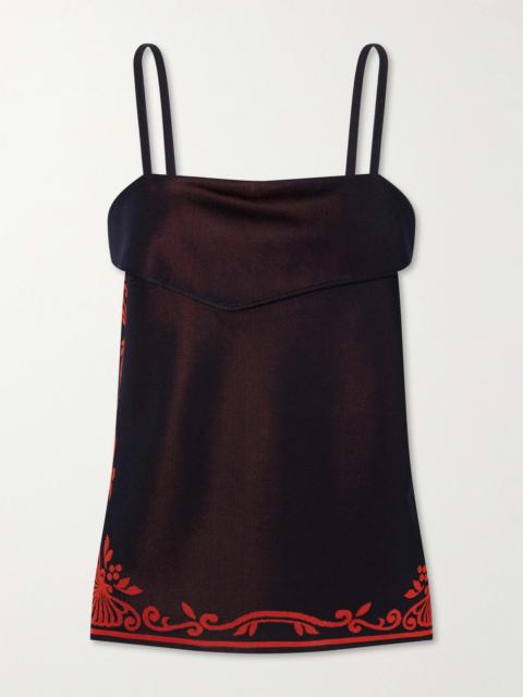 HIGH SPORT Jess Draped Embroidered Knitted Tank
