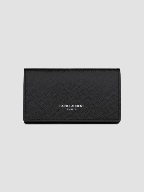 SAINT LAURENT Men's Slim Key Pouch in Grain De Poudre Leather - Black