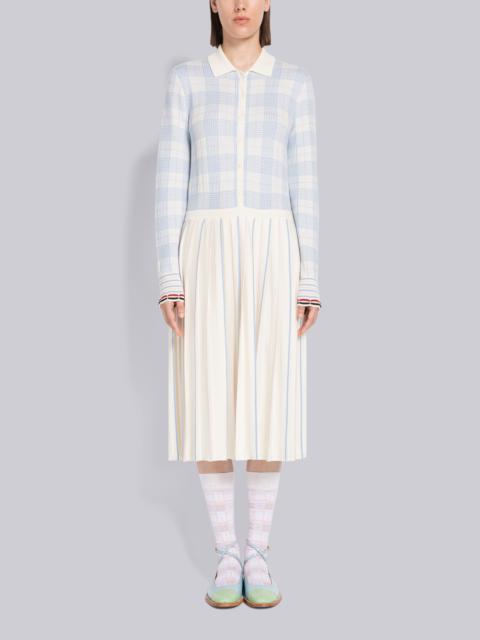 Thom Browne Hairline Check Merino Scalloped Dress