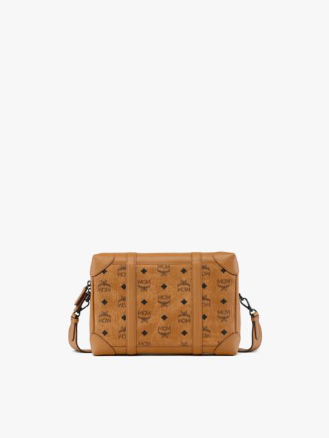 Mcm Men's Aren Maxi Monogram Small Crossbody Bag In Cognac