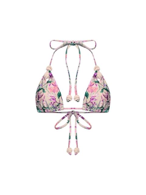 PatBO Women's Honey Flower Lace Triangle Bikini Top - Green