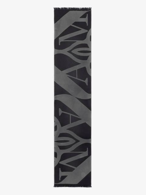 Alexander McQueen Men's Exploded Seal Logo Scarf in Black/medium Grey