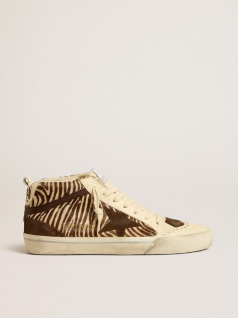 Mid Star in zebra-print pony skin with suede star and brown flash
