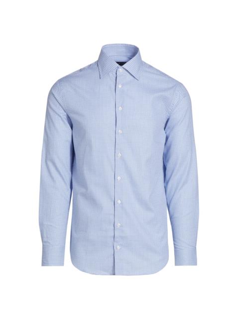 GIORGIO ARMANI Men's Plaid Cotton Front-Button Shirt - Blue