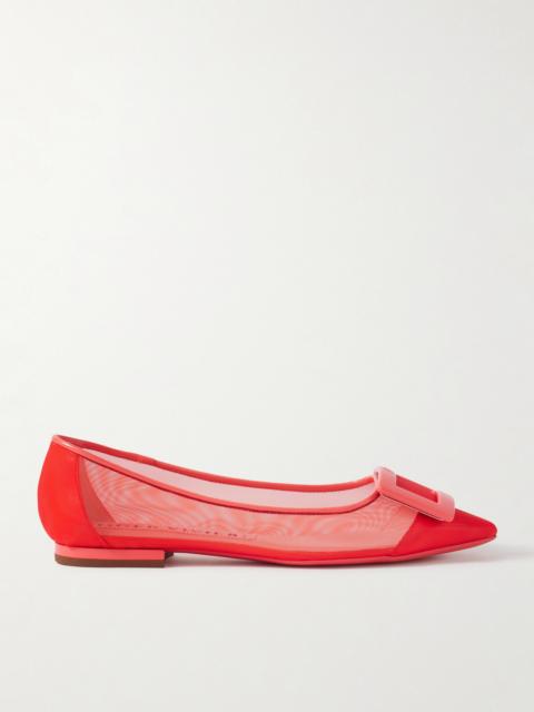 Roger Vivier Gommettine Buckled Patent Leather-trimmed Mesh Ballet Flats