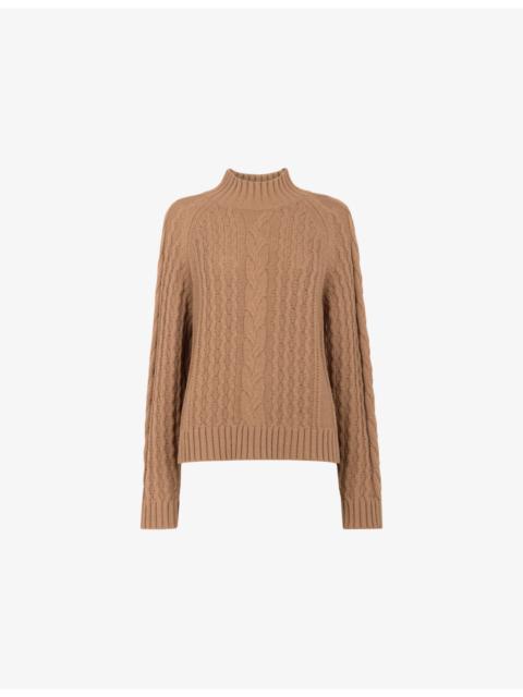 WHISTLES Cropped Cable-Knit Wool-Blend Jumper