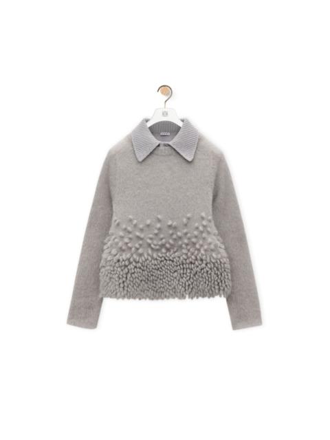 Polo sweater in mohair blend