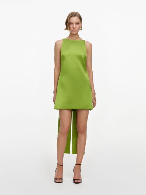 self-portrait Green Satin Bow Mini Dress