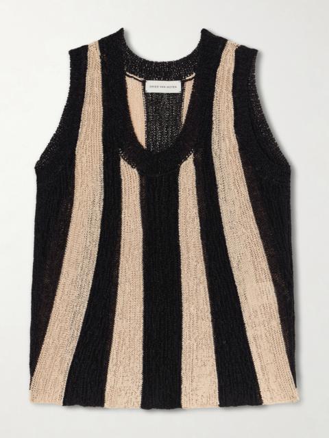 Dries Van Noten Toast Striped Open-knit Top