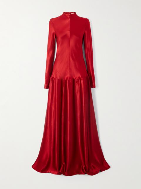 FFORME Mila Textured-satin Turtleneck Maxi Dress