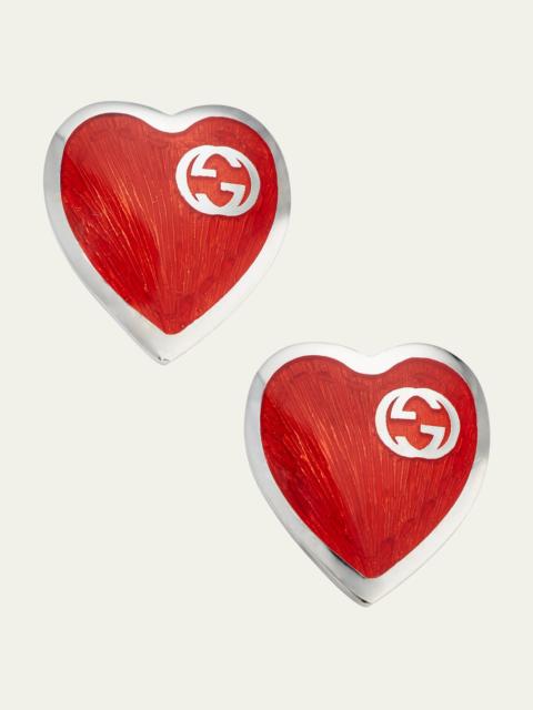Enamel Heart Stud Earrings