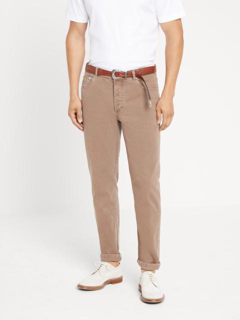 Brunello Cucinelli Garment-dyed comfort lightweight denim traditional fit five-pocket trousers