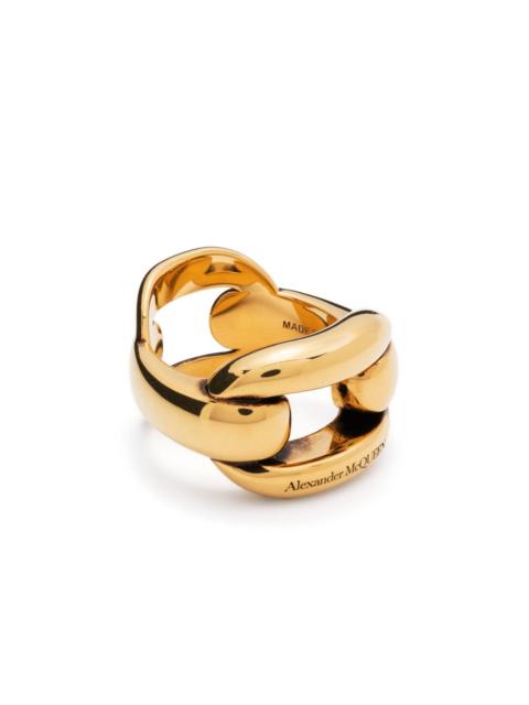Alexander McQueen logo-engraved chunky ring