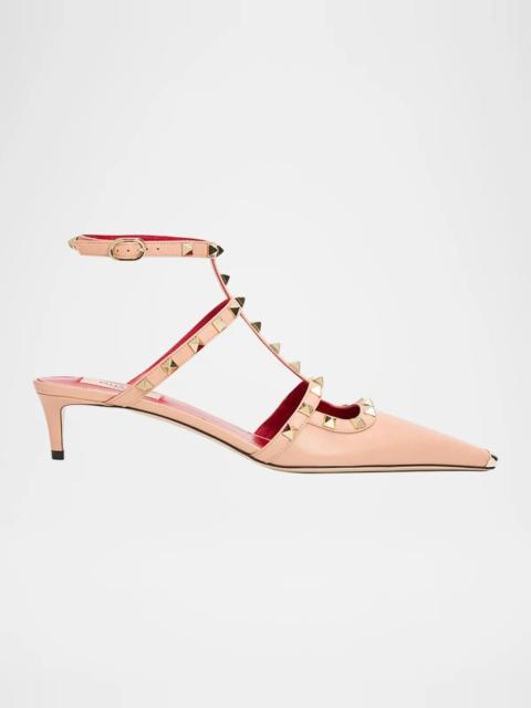 Valentino 40mm Rockstud Leather Ankle-Strap Pumps