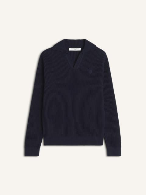 FOX HEAD COTTON RIBBED POLO JUMPER