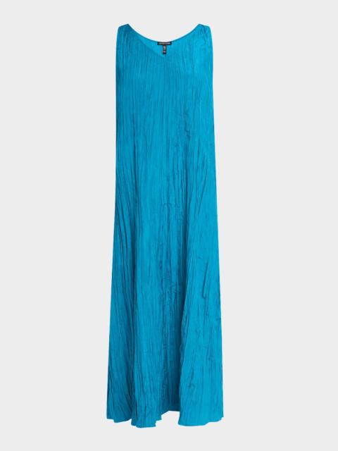 EILEEN FISHER Sleeveless Crinkled Silk Midi Dress